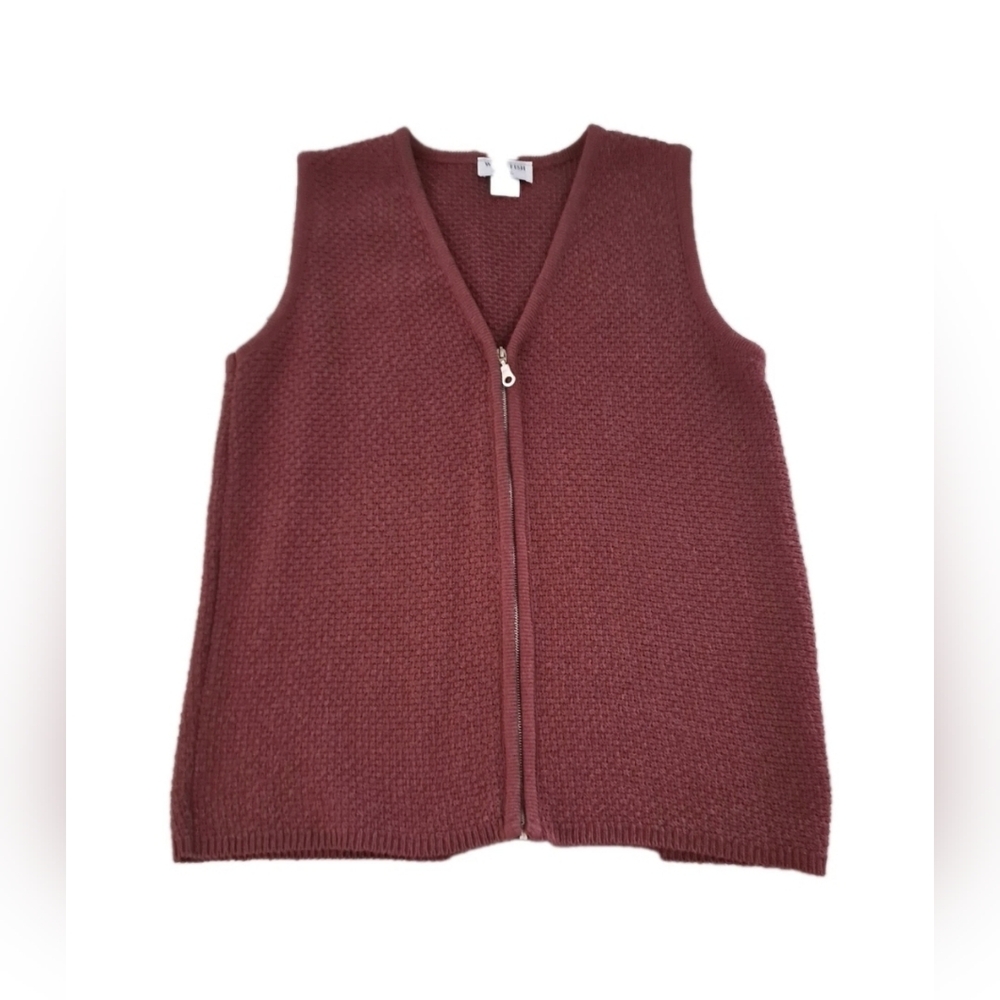 Women's Whitefish Bay Full Zip Burgundy Sweater Vest Size Small